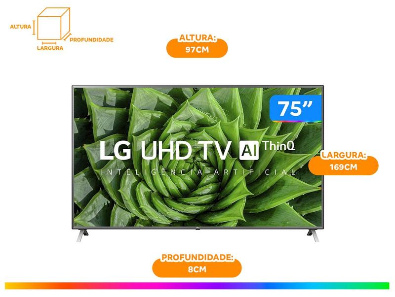 Smart TV 4K LED IPS 75” LG 75UN8000PSB Wi-Fi - Bluetooth HDR